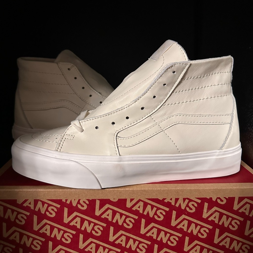 NEW Vans Sk8-Hi Tapered Soft Leather Marshmallow Snow White SB US 8M Vault OTW